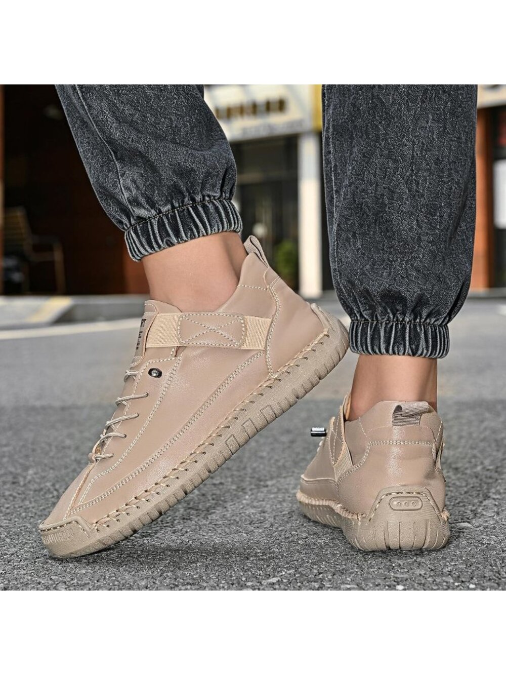 Women's Khaki Breathable Loafers Mid top Walking Flats Ankle Chukka Boots - Picture 6 of 7